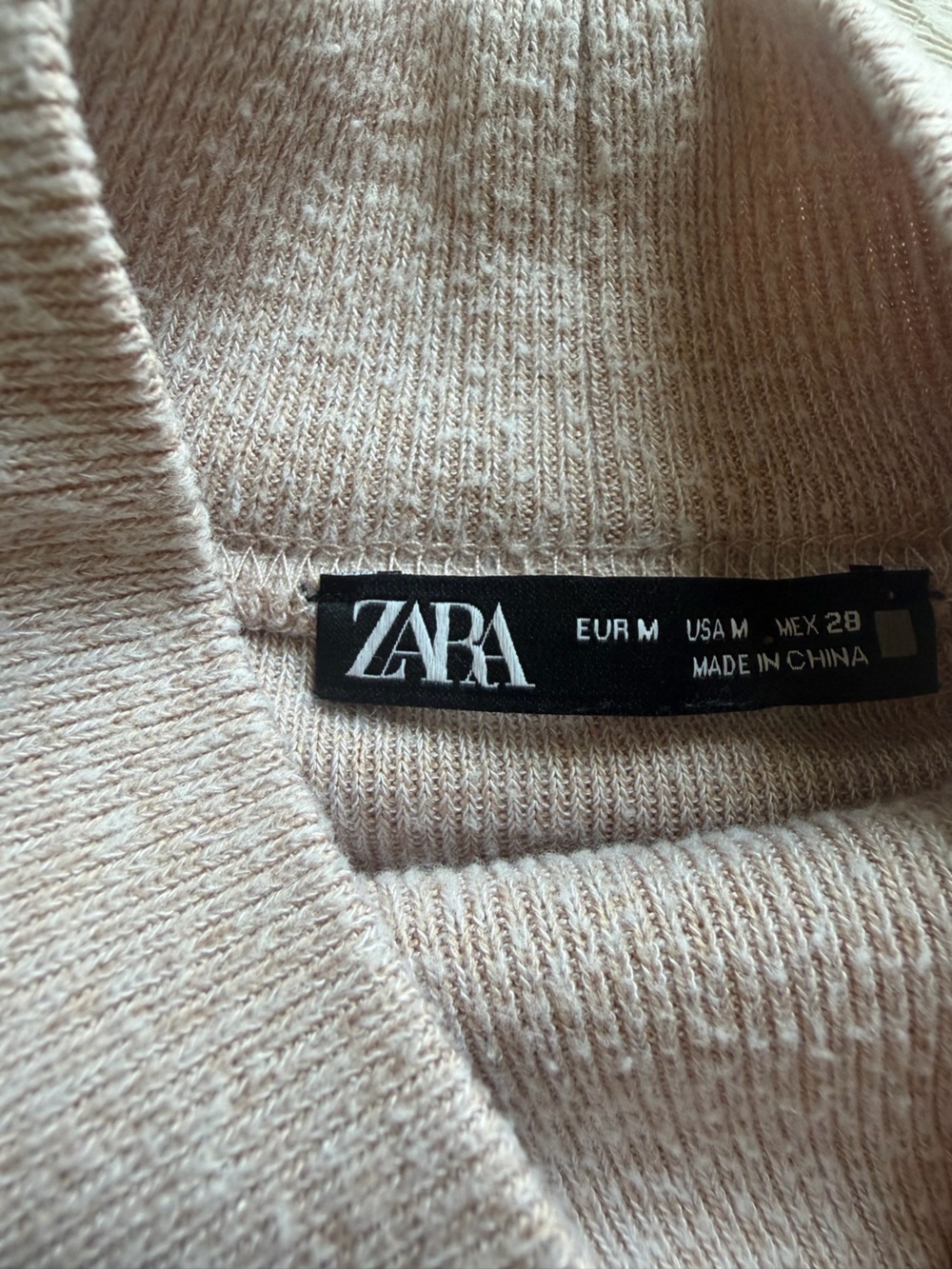 Light Beige ZARA Women's Mock Neck Sweater - Picture 3 of 6